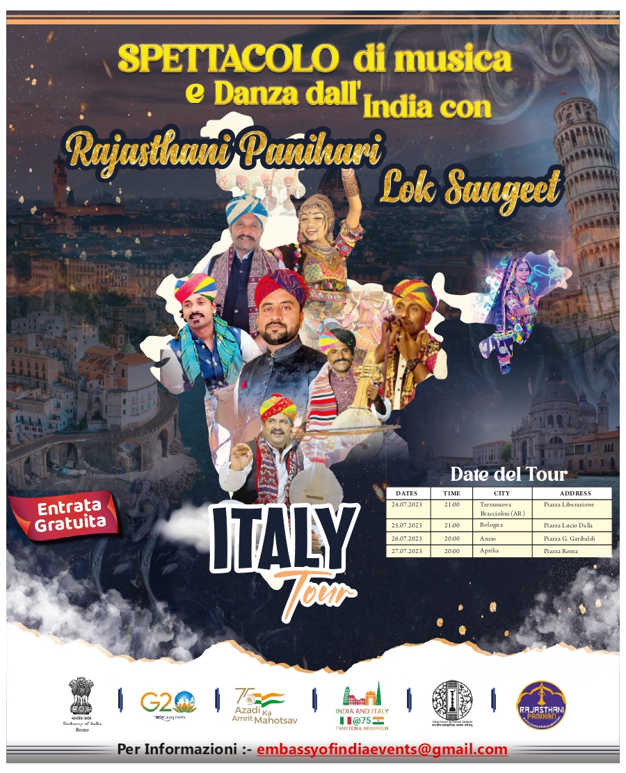 Rajasthani Panihari Lok Sangeet - Tour in Italy (24-27 July, 2023)